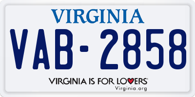 VA license plate VAB2858