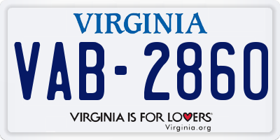 VA license plate VAB2860