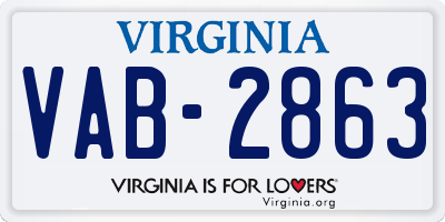 VA license plate VAB2863
