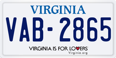 VA license plate VAB2865