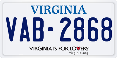 VA license plate VAB2868