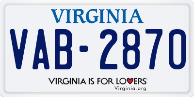 VA license plate VAB2870