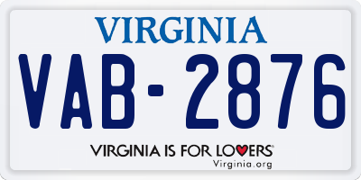 VA license plate VAB2876