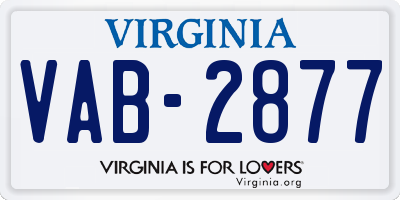 VA license plate VAB2877