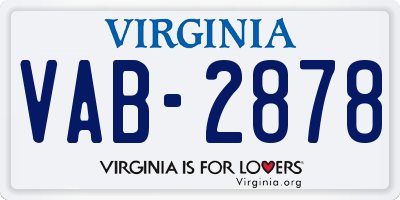 VA license plate VAB2878