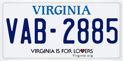 VA license plate VAB2885