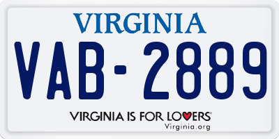 VA license plate VAB2889