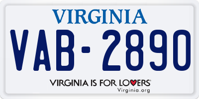 VA license plate VAB2890