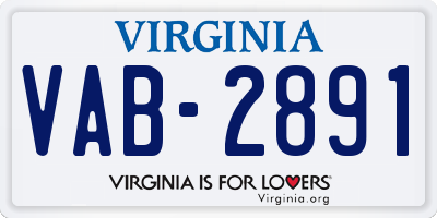 VA license plate VAB2891