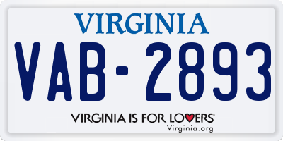 VA license plate VAB2893