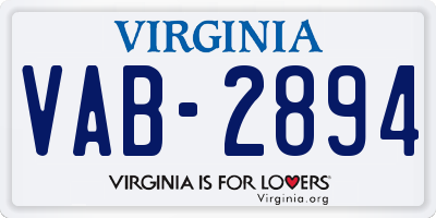 VA license plate VAB2894