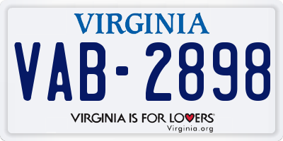 VA license plate VAB2898