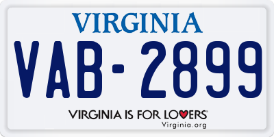 VA license plate VAB2899