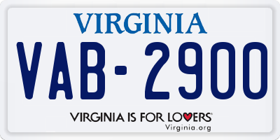 VA license plate VAB2900