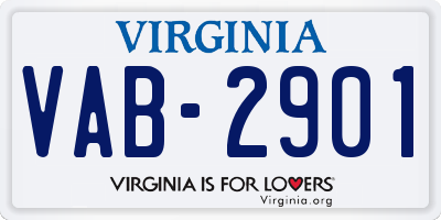 VA license plate VAB2901