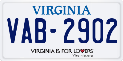 VA license plate VAB2902