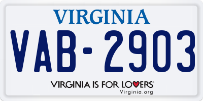 VA license plate VAB2903