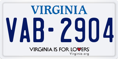 VA license plate VAB2904