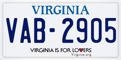 VA license plate VAB2905