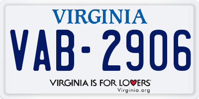 VA license plate VAB2906