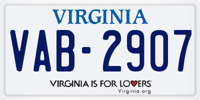 VA license plate VAB2907