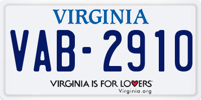 VA license plate VAB2910