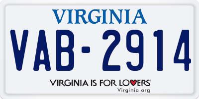 VA license plate VAB2914