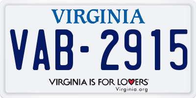 VA license plate VAB2915