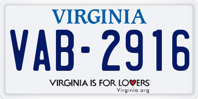 VA license plate VAB2916