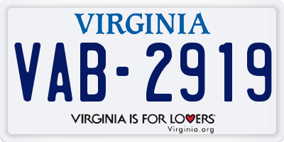 VA license plate VAB2919