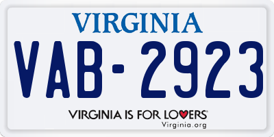 VA license plate VAB2923