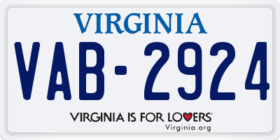 VA license plate VAB2924