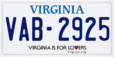 VA license plate VAB2925