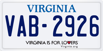 VA license plate VAB2926