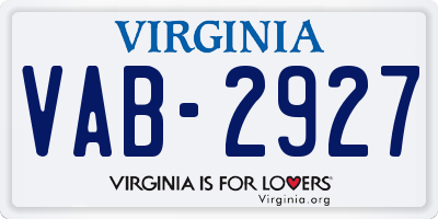 VA license plate VAB2927