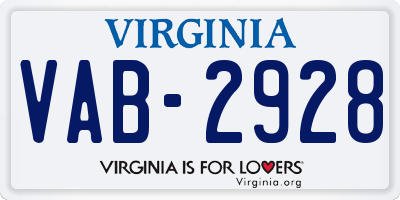 VA license plate VAB2928
