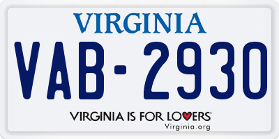 VA license plate VAB2930