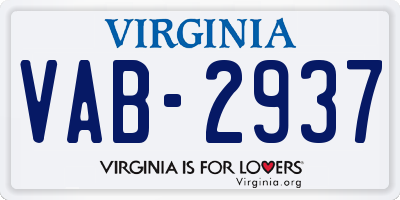 VA license plate VAB2937