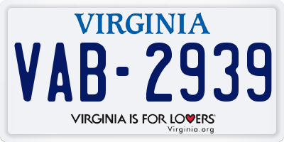 VA license plate VAB2939