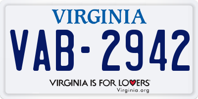 VA license plate VAB2942