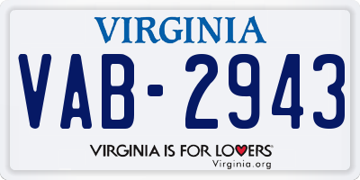 VA license plate VAB2943