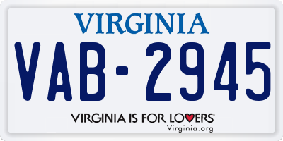 VA license plate VAB2945