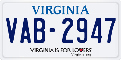 VA license plate VAB2947