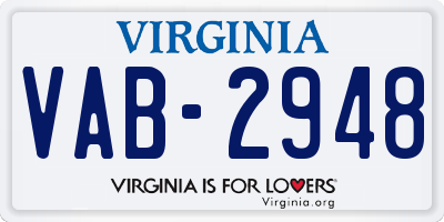 VA license plate VAB2948