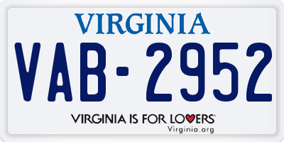 VA license plate VAB2952