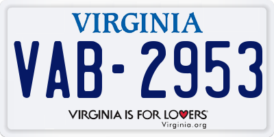 VA license plate VAB2953