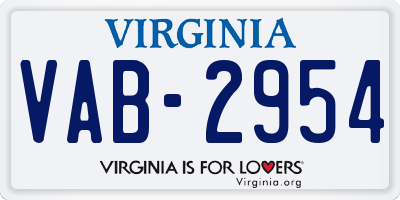VA license plate VAB2954