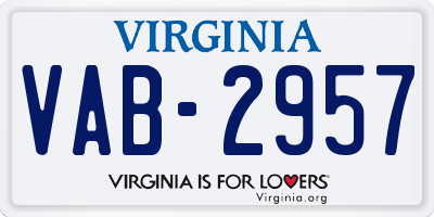 VA license plate VAB2957