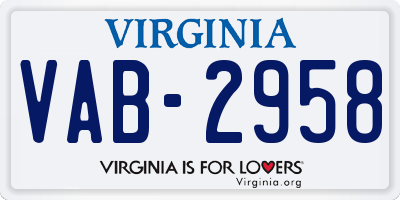 VA license plate VAB2958