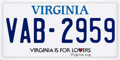 VA license plate VAB2959